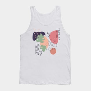 Abstract shapes lines dots and tropical leaves digital design Tank Top